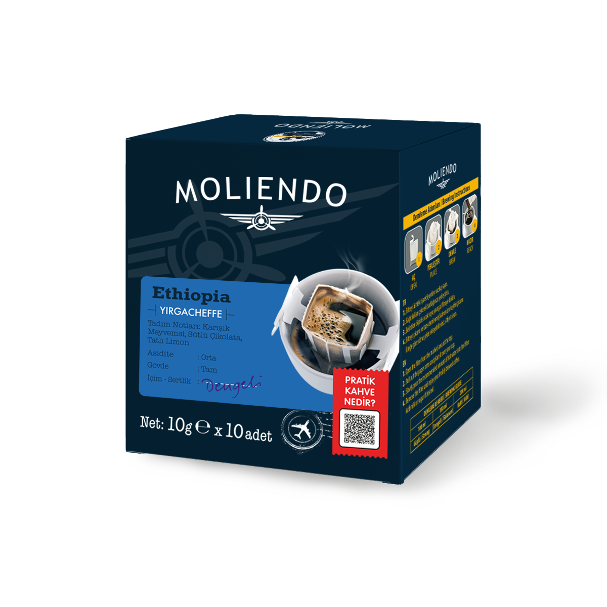 Moliendo Ethiopia Yirgacheffe Pratik Filtre Kahve 10x10 g