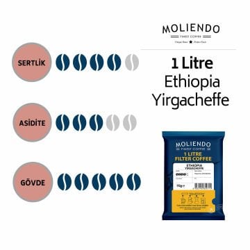 Moliendo 1 Litre Ethiopia Yirgacheffe Filtre Kahve 70 g
