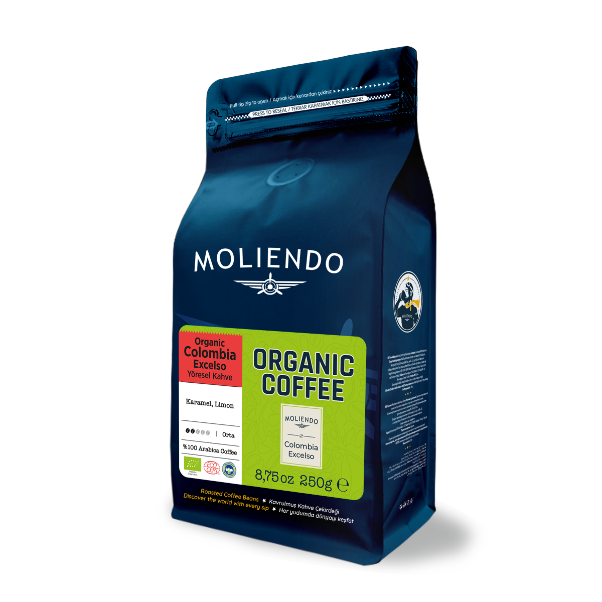 Moliendo Organic Colombia Excelso (Çekirdek) Yöresel Kahve 250 g