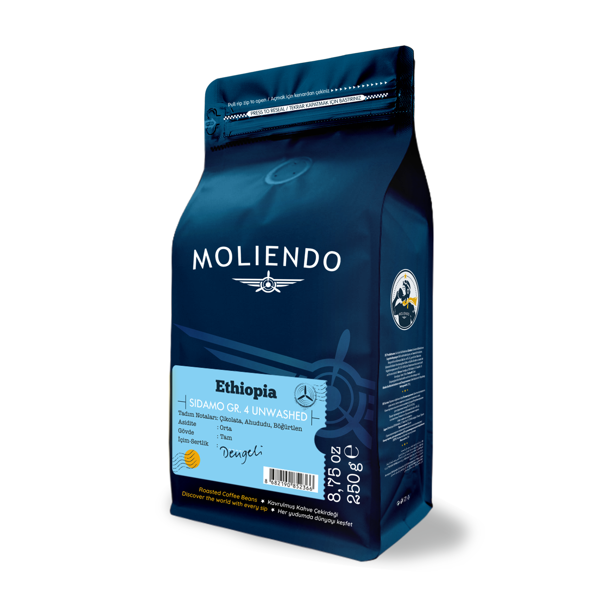 Moliendo Ethiopia Sidamo Gr 4 Kuru İşleme Yöresel Kahve