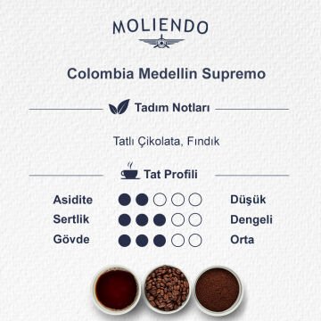 Moliendo Colombia Medellin Supremo Yöresel Kahve 1000 gr.