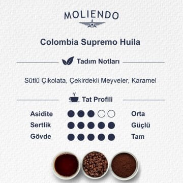 Moliendo Colombia Supremo Huila Yöresel Kahve 1000 gr.
