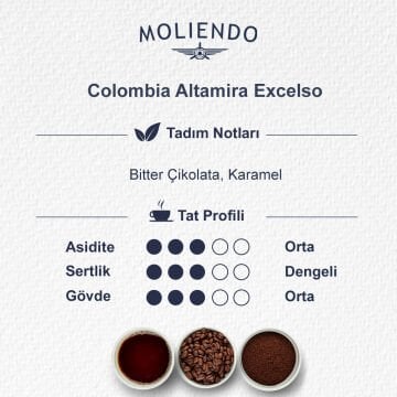 Moliendo Colombia Altamira Excelso Yöresel Kahve 1000 gr.