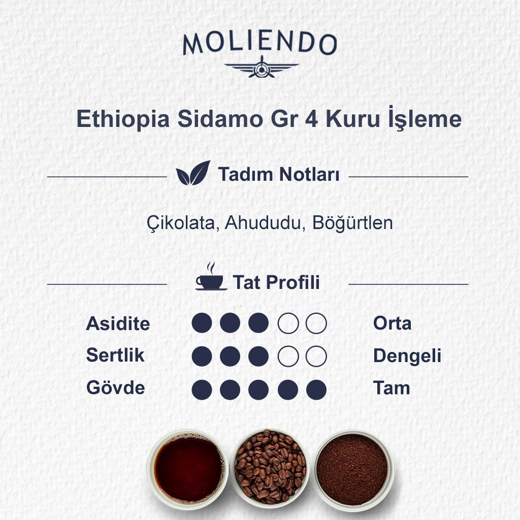 Moliendo Ethiopia Sidamo Gr 4 Kuru İşleme Yöresel Kahve 250 gr.