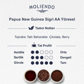 Moliendo Papua New Guinea Sigri AA Yöresel Kahve 250 gr.