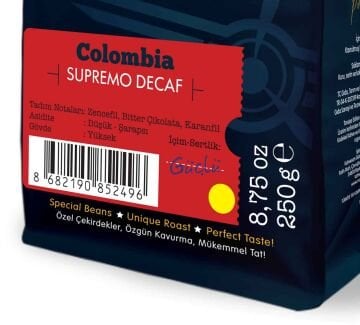 Moliendo Colombia Supremo Decaf  (Kafeinsiz) Yöresel Kahve 250 gr.