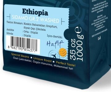 Moliendo Ethiopia Sidamo Gr 2 Yıkanmış Yöresel Kahve 1000 gr.