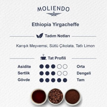 Moliendo Ethiopia Yirgacheffe Yöresel Kahve 1000 gr.