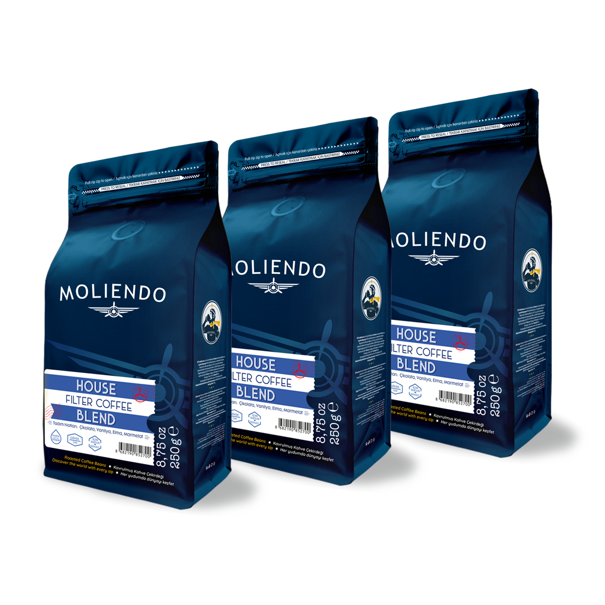 Moliendo House Blend Avantaj Paketi 3x250 g
