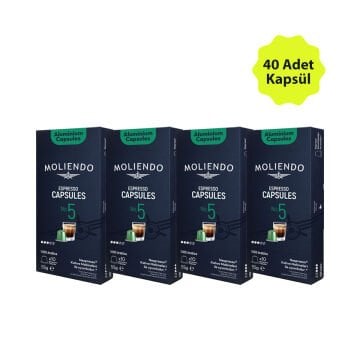 Moliendo Kapsül No:5 Avantaj Paketi 4x10 Nespresso Uyumlu Alüminyum Kapsül 40 Adet