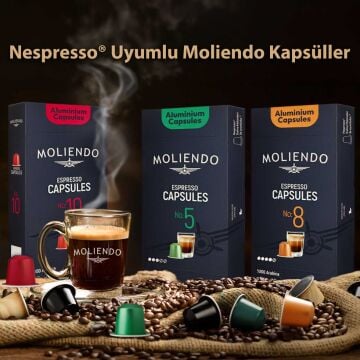 Moliendo Kapsül No:8 Avantaj Paketi 4x10 Nespresso Uyumlu Alüminyum Kapsül 40 Adet