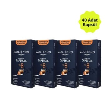 Moliendo Kapsül No:8 Avantaj Paketi 4x10 Nespresso Uyumlu Alüminyum Kapsül 40 Adet