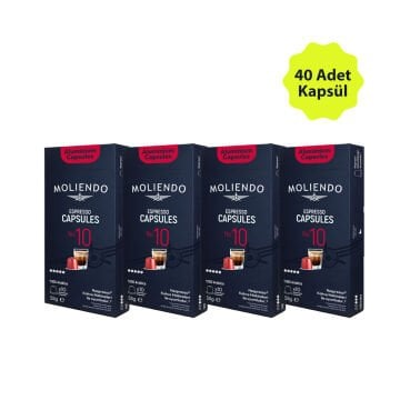Moliendo Kapsül No:10 Avantaj Paketi 4x10 Nespresso Uyumlu Alüminyum Kapsül 40 Adet