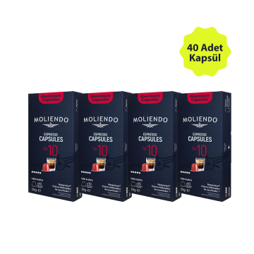 Moliendo Kapsül No:10 Avantaj Paketi 4x10 Nespresso Uyumlu Alüminyum Kapsül 40 Adet