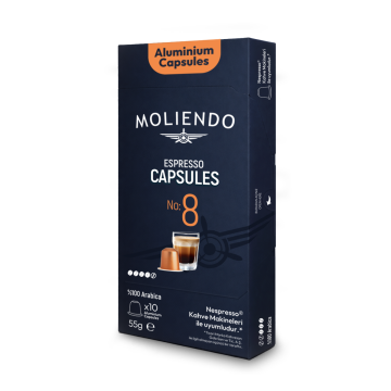 Moliendo Kapsül No:8 Nespresso Uyumlu Alüminyum Kapsül 10 Adet	