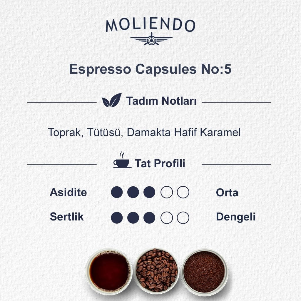 Moliendo Kapsül No:5 Nespresso Uyumlu Alüminyum Kapsül 10 Adet