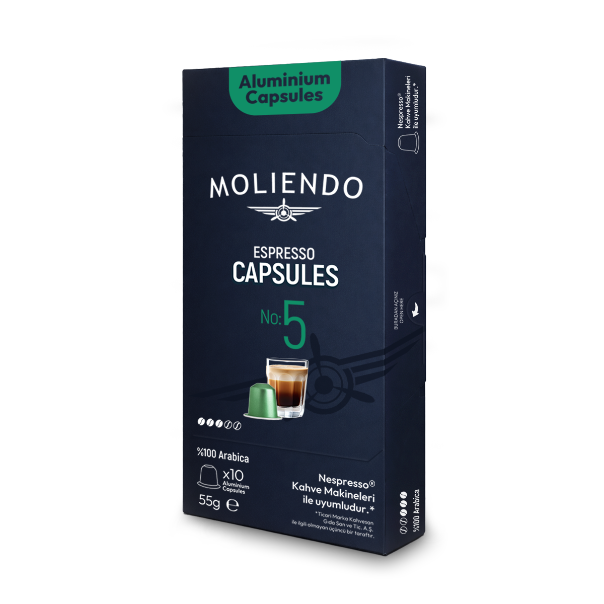 Moliendo Kapsül No:5 Nespresso Uyumlu Alüminyum Kapsül 10 Adet