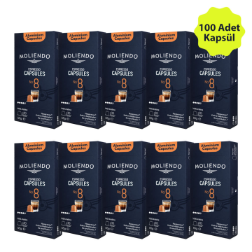 Moliendo Kapsül No:8 Avantaj Paketi 10x10 Nespresso Uyumlu Alüminyum Kapsül 100 Adet