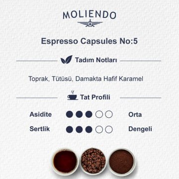 Moliendo Kapsül No:5 Avantaj Paketi 10x10 Nespresso Uyumlu Alüminyum Kapsül 100 Adet