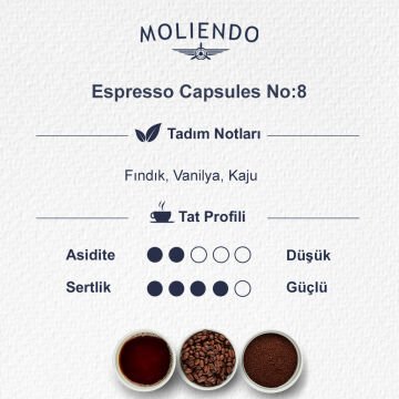 Moliendo Kapsül No:8 Nespresso Uyumlu Kapsül 10 Adet