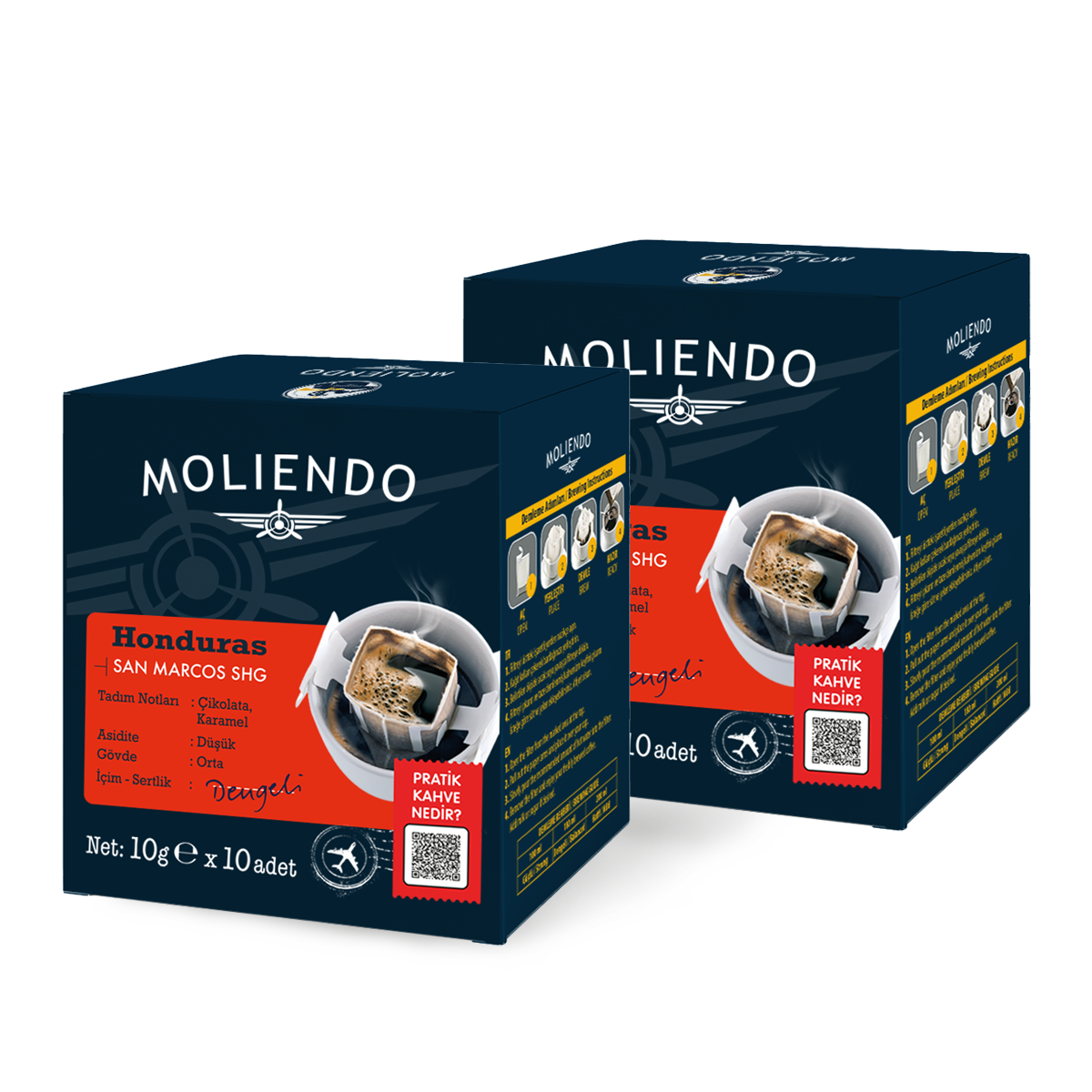 Moliendo Honduras San Marcos SHG Pratik Filtre Kahve Avantaj Paketi 2 x 10 Toplam 20 Adet