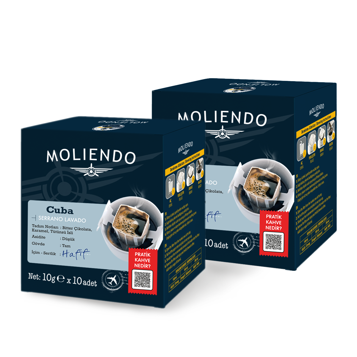 Moliendo Cuba Serrano Lavado Pratik Filtre Kahve Avantaj Paketi 2 x 10 Toplam 20 Adet