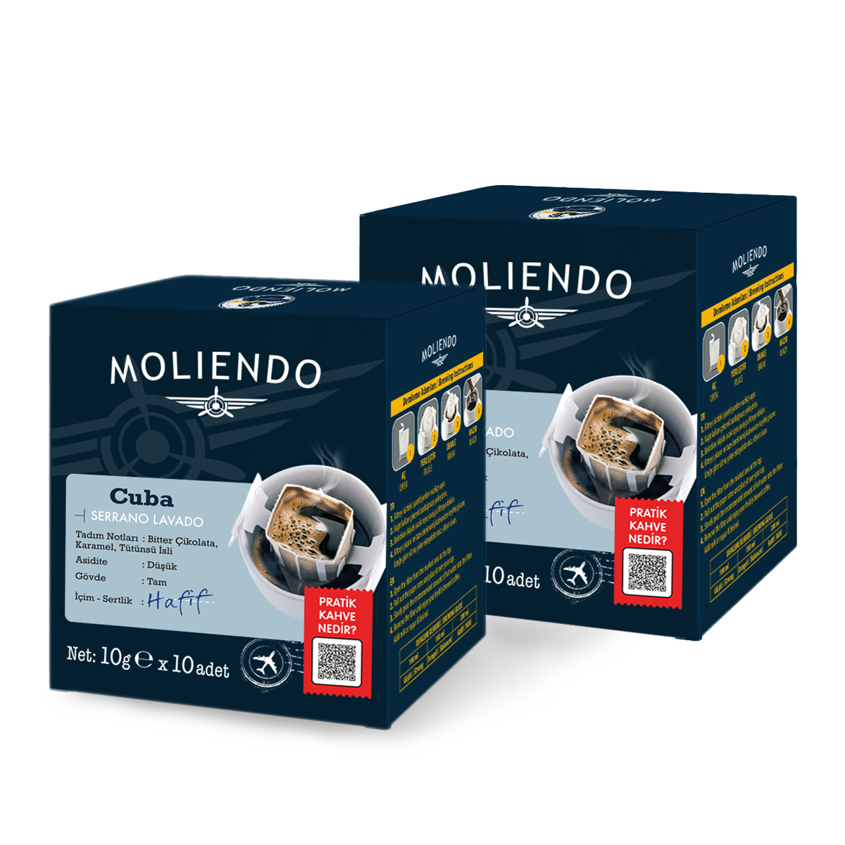 Moliendo Cuba Serrano Lavado Pratik Filtre Kahve Avantaj Paketi 2 x 10 Toplam 20 Adet