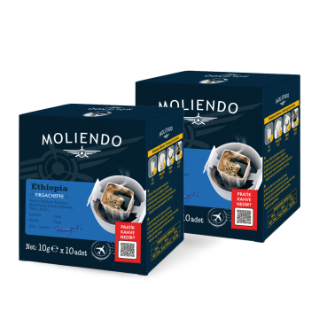 Moliendo Ethiopia Yirgacheffe Pratik Filtre Kahve Avantaj Paketi 2 x 10 Toplam 20 Adet