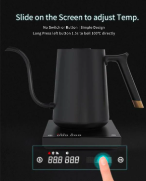 Timemore Fish Pour-Over Elektrikli Isı Ayarlı Kettle Siyah 600 ML