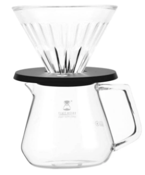 Timemore Cam V60 Dripper Crystal Eye 02 4 Fincan Siyah Tabanlı