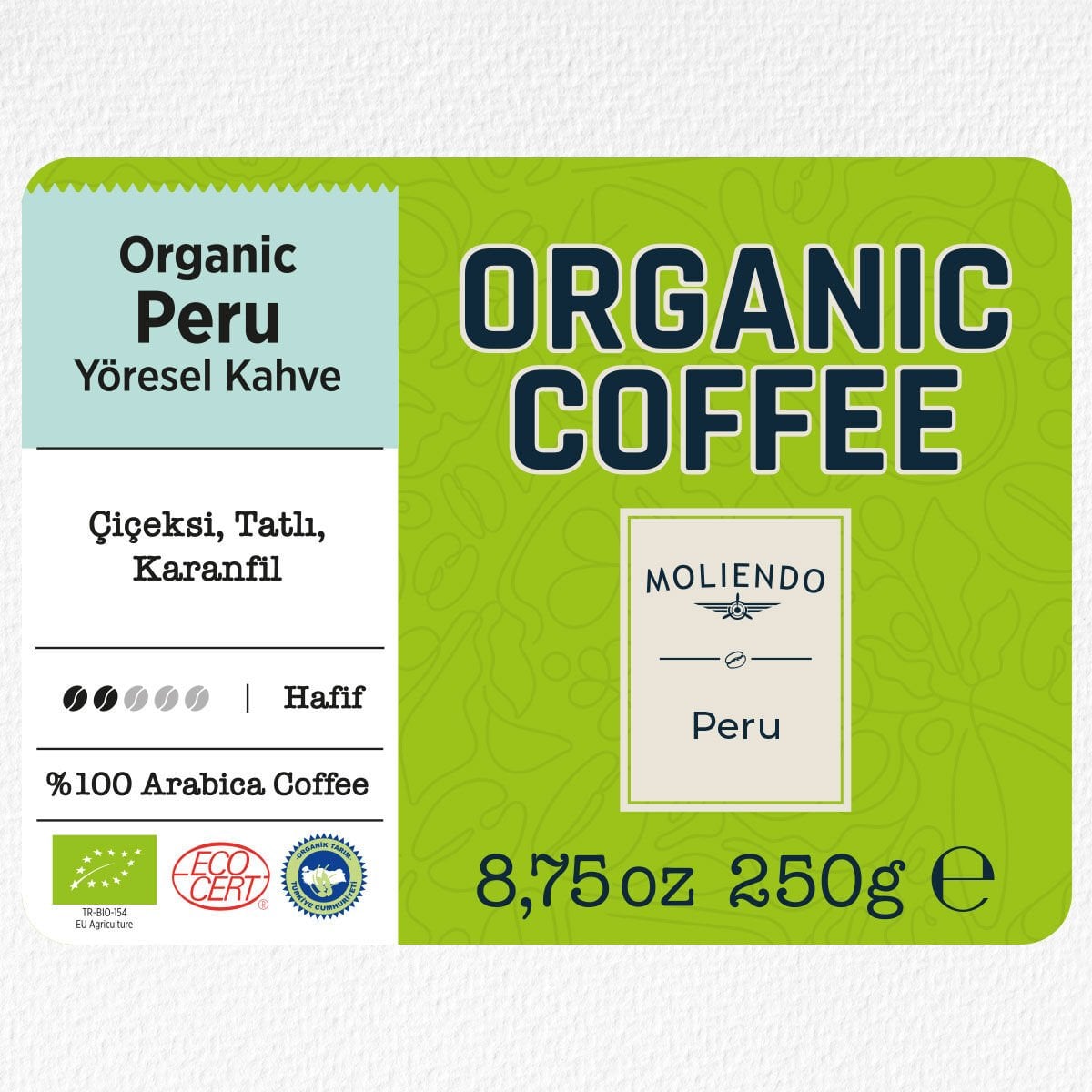 Moliendo Organic Peru (Çekirdek) Yöresel Kahve 250 g