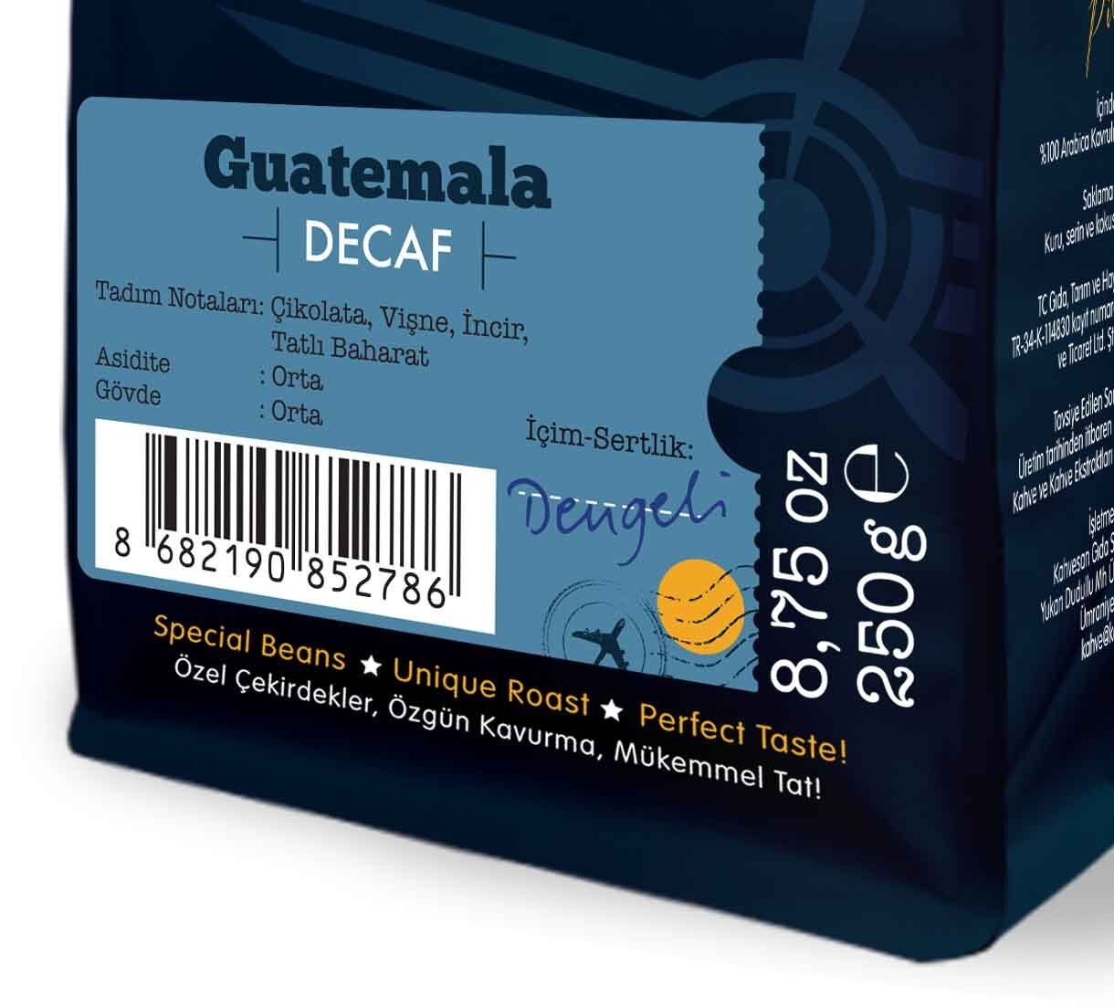 Moliendo Guatemala Decaf (Kafeinsiz) Yöresel Kahve 250 gr.