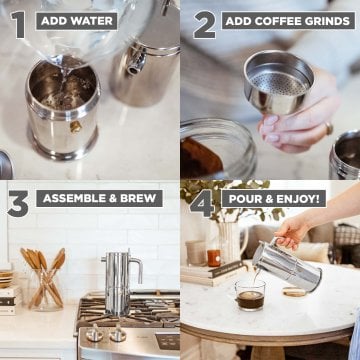 Grosche Milano Stella Aroma Çelik Moka Pot Gümüş 8 Cup